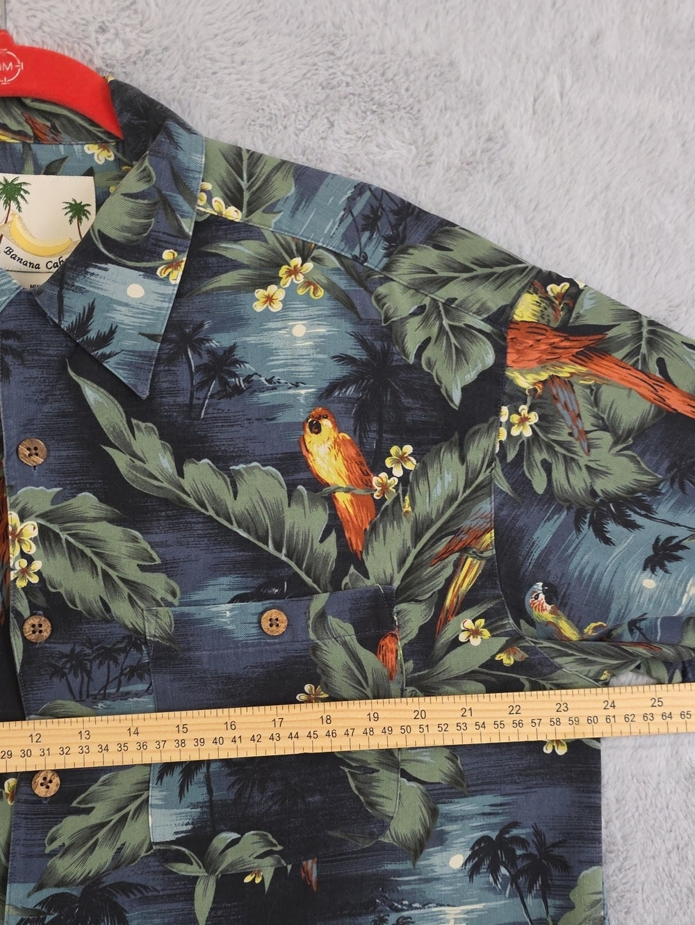 *Banana Cabana 100% Silk Hawaiian Shirt Mens Medium Parrot Tropical Camp Aloha - Picture 5 of 9